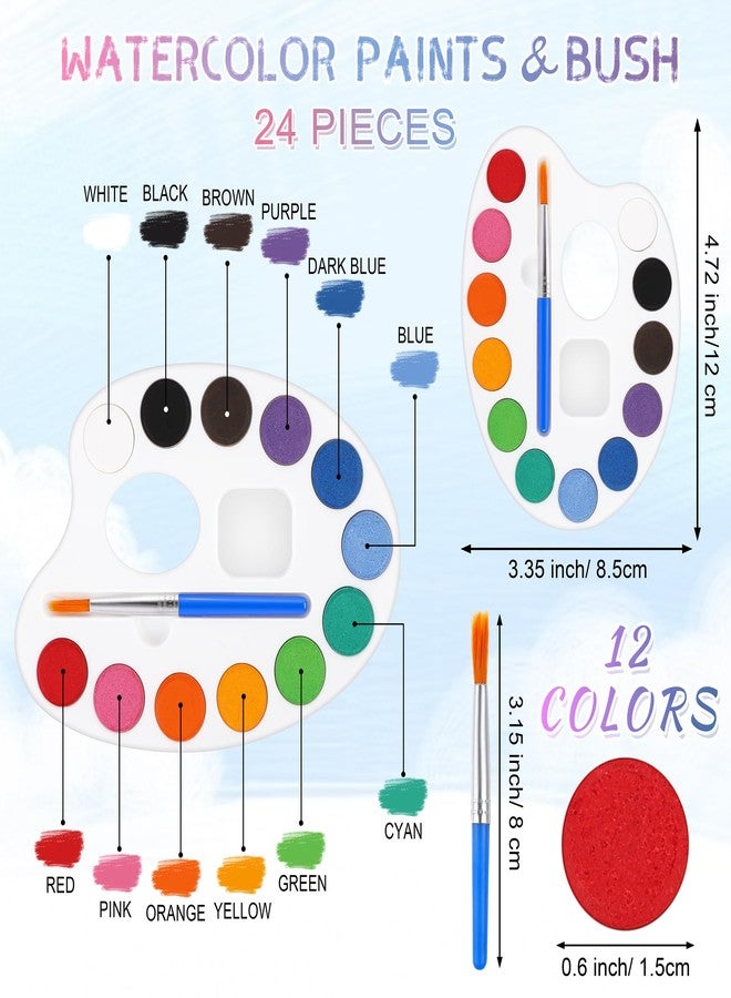 Aodaer 96 Pieces Mini Watercolor Paint Set Include 12 Colors 4 x 4 Inch Watercolor Paints, Wooden Canvas Easels, Canvas Tote Bags, Aprons, Back to School Art Beginner Supplies for Painting - Image 2
